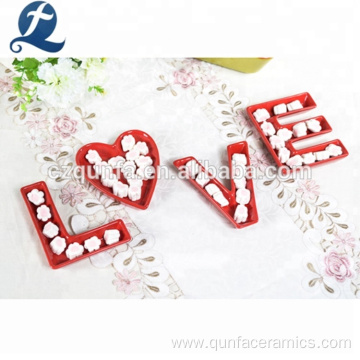 Love Letter Shape Ceramic Dessert Wedding Candy Tray